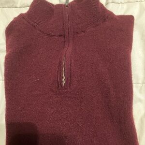 Christian Lacroix 100% Merino Wool Quarter Zip Sweater – Men’s L Burgundy